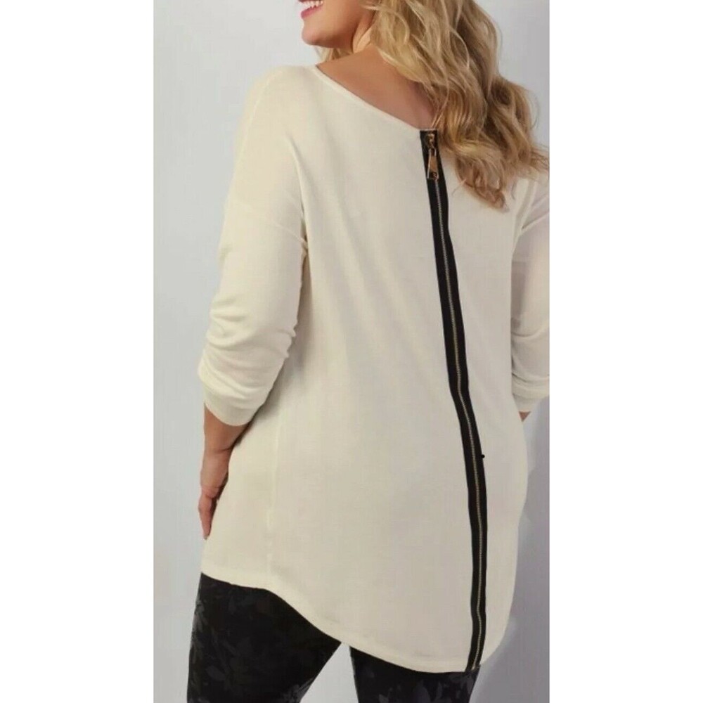 SOFT SURROUNDINGS Marguiles Ivory Zip Back Sweater Tunic Size XS, M New